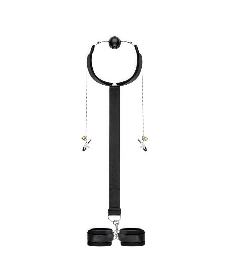 Wellness Nipple Clip Faux-Leather Wrist Cuffs (Black)