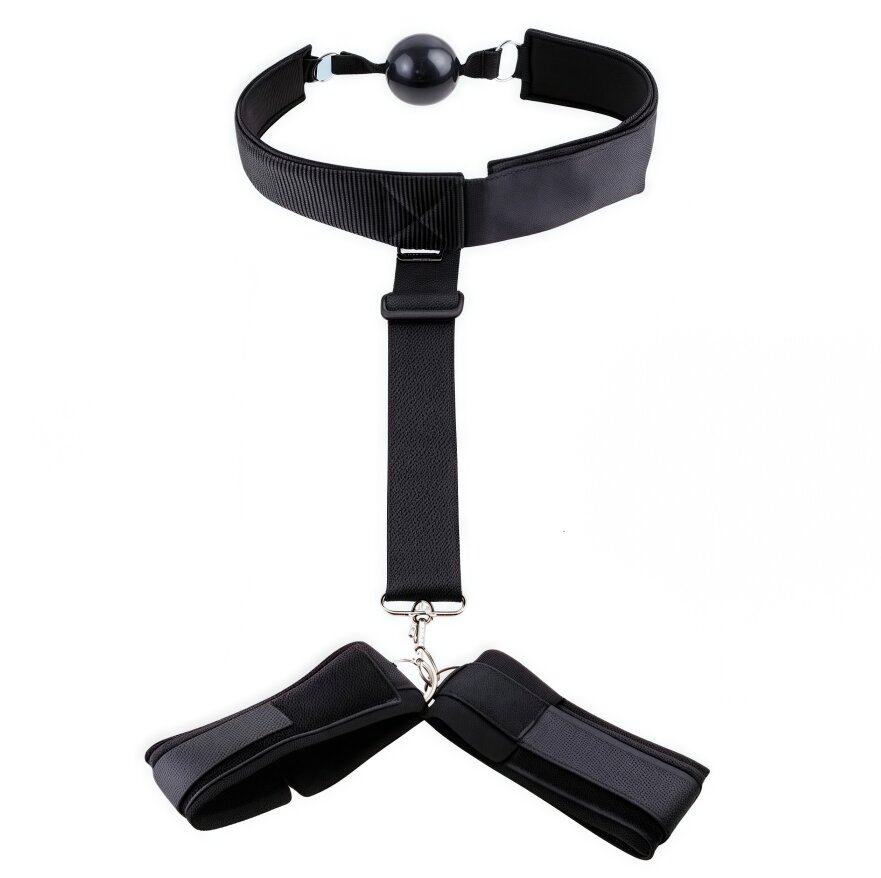 Wellness Nipple Clip Faux-Leather Wrist Cuffs (Black) — view 3
